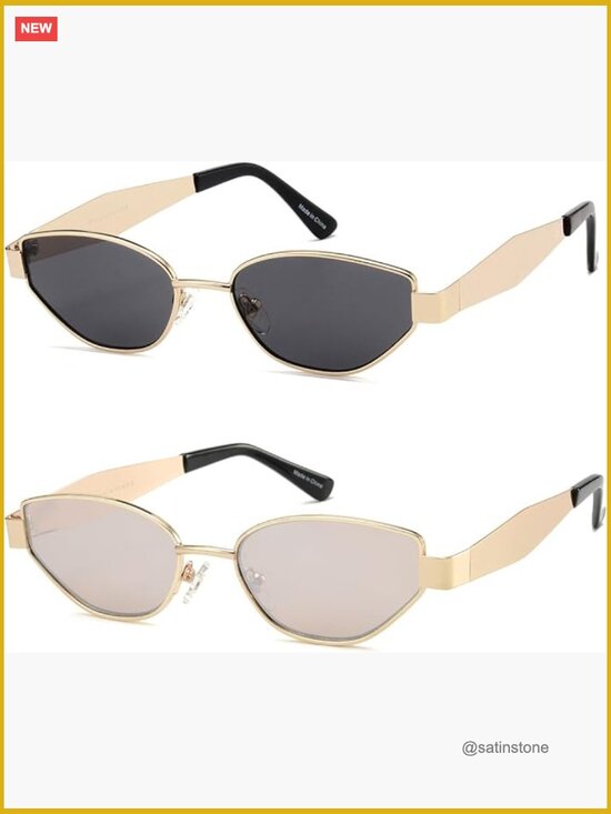 Retro Oval Cat Eye Metal Sunglasses UV400 Protection Half-Frame Shades main image 4